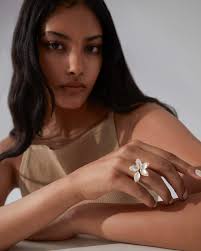 Mother of Pearl Crystal Haze Chance Cocktail Ring