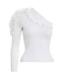 Twist backless crop knit top. Concert Asymmetric Ruffle Top Ivory Online Zimmermann