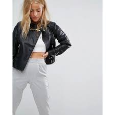 Pull Bear Padded Faux Leather Biker Jacket 84 Liked On Polyvore Featuring Outerwear J Faux Leather Biker Jacket Latest Fashion Clothes Vegan Biker Jacket