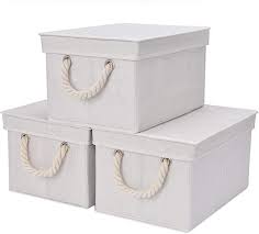 Amazon Com Storageworks Storage Bins With Lids Decorative Storage Boxes With Lids And Cotton Rope Storage Bins With Lids Storage Bins Storage Boxes With Lids