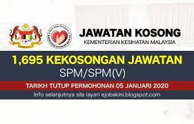 The ministry is also a reference from neighboring countries in a variety of medical technologies and jawatan kosong jawatan kosong kerajaan kementerian kesihatan malaysia vacancy news. Jawatan Kosong Kementerian Kesihatan Malaysia Kkm 2020