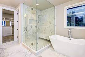 Marble can also be found topping the double vanity and set in a herringbone pattern on the shower floor. Cultured Marble Shower Pros And Cons Designing Idea