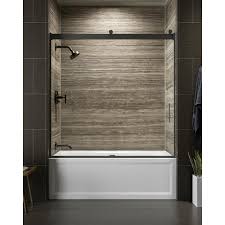 Bathtub door kohler levity shower door bathtub sliding shower door. Kohler Levity 59 625 In W X 62 In H Frameless Sliding Tub Door In Anodized Dark Bronze 706000 L Abz The Home Depot