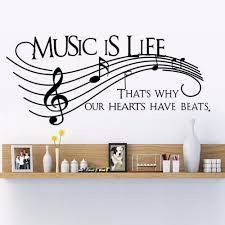New Wall Decor Music Is Life Family Wall Decal Quotes Note Decals Vinyl Stickers Living Room Bedroom Removable Mural Art Wall Decals Quotes Wall Decorvinyl Stickers Aliexpress