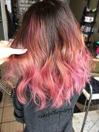 Sunset Hair Orange Into Pink Hair Balayage Ombre Orange Pink Hair Elizabethashleyy Pink Ombre Hair Balayage Hair Sunset Hair
