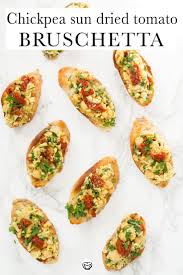 Chickpea Bruschetta With Sun Dried Tomatoes Recipe Sun Dried Tomato Vegan Appetizers Dried Tomatoes