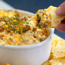 Sausage Dip With Cream Cheese And Cheddar Recipe In 2021 Sausage Dip Easy Appetizer Recipes Bacon Appetizers