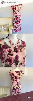 Floral Draped Sheath Dress With Vintage Necklace Beautiful Floral Sheath Dress With Figure Flatteri Clothes Design Floral Sheath Dress Shopping Womens Dresses