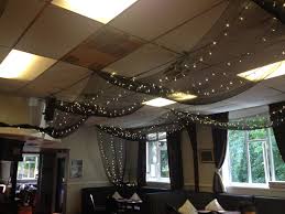 Black Organza Ceiling Canopy With Fairy Lights At Prestbury Village Club Bridal Event Fairy Lights Organza
