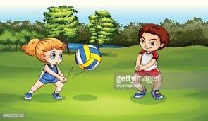 Maybe you would like to learn more about one of these? Madchen Und Ein Junge Spielen Volleyball Clipart Bilder Vektor