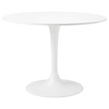 The curved surface opens up the room and makes it look more spacious. Docksta Table White White Ikea