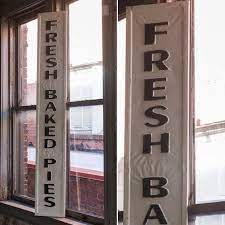 Diy antique grocery sign with hooks. Fresh Baked Pies Vertical Metal Sign Metal Signs Fresh Baked Pie Country House Decor