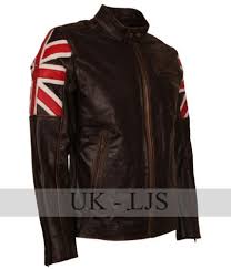 Mens Motorcycle Biker Vintage Union Jack Uk Flag Cafe Racer Brown Leather Jacket Ebay Brown Leather Jacket Real Leather Jacket Leather Jacket Men