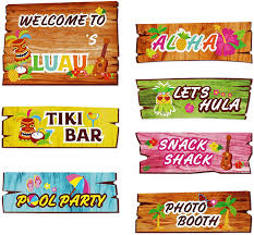 252 best luau party theme images on pinterest luau party indian hawaiian table decoration ideas easy but elegant tropical party decorations blisstree on island themed full size of hawaiian birthday party. Amazon Com Hawaii Aloha Luau Party Sign Tropical Hawaiian Summer Themed Party Decorations Diy Customization Sign Set Of 7 Toys Games