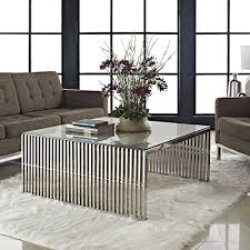 Glass And Chrome Coffee Tables For The Perfect Modern Look Colour My Living Its tempered glass top is supported by strong, open metal legs that can be removed for repainting.