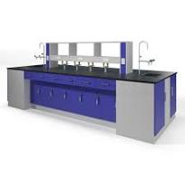 Durable Double Side Lab Bench with 2 Floor Reagent Rack and ...