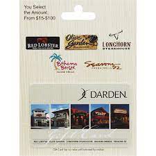 Once you have obtained that number, all you have to do is enter the information on their website here , call their customer service phone number, or visit any darden restaurant location. Darden Restaurants Gift Card 15 100 Gift Cards My Country Mart Kc Ad Group