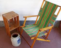 Vintage Wood And Canvas Folding Beach Chair Retro Telescope Etsy Retro Chair Folding Beach Chair Vintage Wood