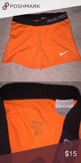 Black And Orange Nike Shorts Nike Pro Shorts Orange Nike Spandex Worn But In Great Shape Run Small Nike Shorts Nike Pro Shorts Nike Pros Gym Shorts Womens