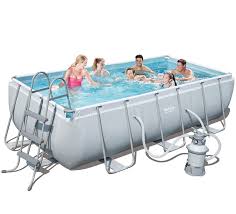 Source Bestway 56441 Rectangular Metal Above Ground Swimming Pool 4 6 Person Container Stainless Steel Pool Above Ground Swimming Pools Swimming Pools Bestway