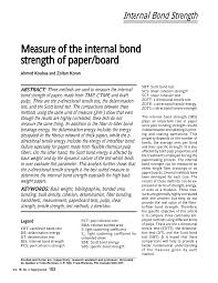 Pdf Measure Of The Internal Bond Strength Of Paper Board