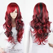 This textured lob is a great example. Amazon Com Aneshe Anime Cosplay Wigs Red And Black For Women Long Curly Hair Wigs Lolita Style Wigs Red Black Beauty