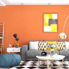 A warm burnt coral orange room with cozy chaise lounge, oriental. Wall Plain Modern Papers Solid Color Orange Purple Wallpaper Home Decor For Kids Children Living Room Bedroom Walls Papier Peint Wallpapers Aliexpress