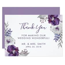 Purple Watercolor Floral Wedding Thank You Zazzle Com Wedding Thank You Cards Purple Watercolor Floral Invitation