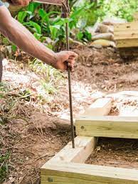How To Build Outdoor Wood Steps Outdoor Wood Steps Landscape Stairs Sloped Backyard