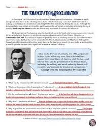Emancipation Proclamation Worksheet Social Studies Civil War Emancipation Proclamation Emancipation Proclamation Lesson