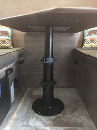 I Swapped Out The Folding Table With Springfield Marine 1660230 Blk 3 Stage Pedestal Gas Assist Self Raising Diy Camper Remodel Dinette Tables Camper Decor