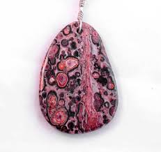 Black And White Spotted Gemstone Large Stone Pendant Pink Spotted Jasper Black And Pink On Braided Black Leather Swivel Clasp Gems And Minerals Stone Pendants Stone
