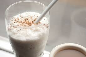 Eggnog Flavored Milkshake One Scoop Of Breyer S Vanilla Bean Ice Cream One Cup Of Organic 1 Milk Several Big Ice Cu Eggnog Recipe Milkshake Eggnog Shake