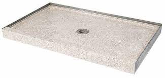 Cementet i terrazzo är mer mottagligt för fläckar än marmor och bör förseglas före användning. Terrazzo Ware Acorn Terrazzo Single Threshold Style 60 In X 36 In Rectangle Shower Base 19ru52 Sbr 6036 3f Grainger