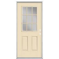 Masonite 36 In X 80 In 9 Lite Golden Haystack Left Hand Inswing Painted Smooth Fiberglass Prehung Front Door With No Brickmold 50498 The Home Depot In 2021 Exterior Front Doors Exterior Doors Steel Entry Doors