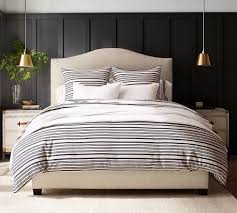 Low bed frames are designed in a way that they are perfect for use in constricted spaces or where the ceilings are low. Raleigh Upholstered Tall Curved Headboard Side Storage Bed Potterybarn Curved Bed Frame Tall Bed Low Bed