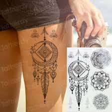Aside from the notion that tattoos are a sign of rebellious behavior, permanent tattoos are more painful to have since they make use of needles to puncture the skin with dye. Mandala Tattoo Henna Lace Jewelry Stickers Tatoo Legs Dream Catcher Black Fake Henna Tattoo Indian Arabic Sexy Tattoo For Women Temporary Tattoos Aliexpress