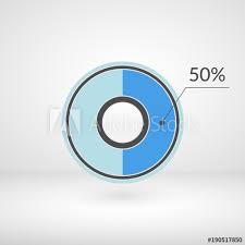 50 Percent Pie Chart Isolated Symbol Percentage Vector