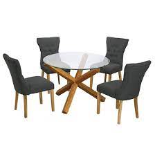 90 x 90x 74 cm ( 36 x 36 x 30 inches). Optro Round Glass Dining Table And 4 Naples Grey Dining Chairs Esszimmerstuhl Grosser Esstisch Runder Esstisch Aus Glas
