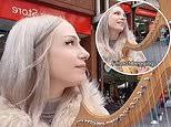 Moment harpist is accused of 'begging' as she plays
