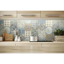 In search of inspired kitchen tile backsplash ideas, we scrolled through beautiful interiors on instagram. Nextwall Moroccan Tile Blue Geometric Vinyl Peel Stick Wallpaper Roll Covers 30 75 Sq Ft Nw30002 The Home Depot