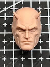 Unpainted 1/12 Men Soldier Daredevil Head Sculpt Matt Murdock Super Hero  White Model Head Carving Fit 6'' Action Figure Body