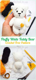 Amigurumi Crochet Fluffy White Teddy Bear Free Pattern Amigurumi Crochet Teddy Bear Toys Free Patterns Crochet Teddy Bear Crochet Bear Crochet Teddy