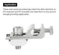 Uxcell Solar Panel Bolt On Coupling Earthing Ground Lug Solar Earthing  Ground Clip M6 with Lay in Lug 2 Pack