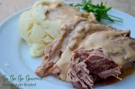 Beef brisket, lipton onion soup mix, cream of mushroom soup. Homestyle Brisket With A Creamy Mushroom Gravy Perfect Stick To Your Ribs Food Slow Cooker Brisket Recipes Slow Cooker Beef Brisket
