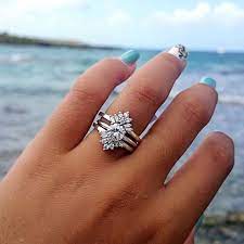 Sunburst Solitaire Wedding Ring Guard Sterling Silver Ring Enhancer With 42ct Cubic Zirco Wedding Ring Guard Wedding Rings Solitaire Unique Engagement Rings