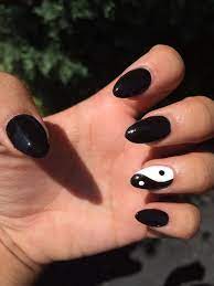 Yin Yang Nails In 2021 Almond Acrylic Nails Designs Gorgeous Nails Gel Nails