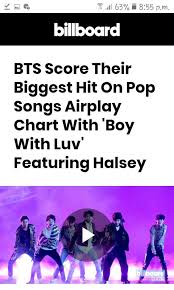 Bts Score Their Biggest Hit On Pop Songs Airplay Chart With