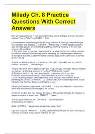 Milady Ch. 8 Practice Questions With Correct Answers - Milady Ch. 8 -  Stuvia US