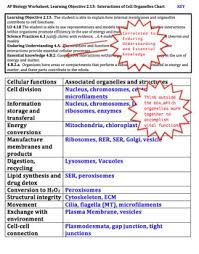 Ap Biology Worksheet Learning Objective 2 13 Organelle Interactions